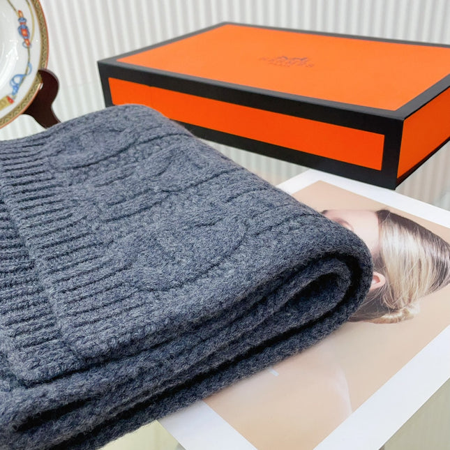 FAUBOURG MUFFLER 170 CM IN PEGEON BLUE CASHMERE