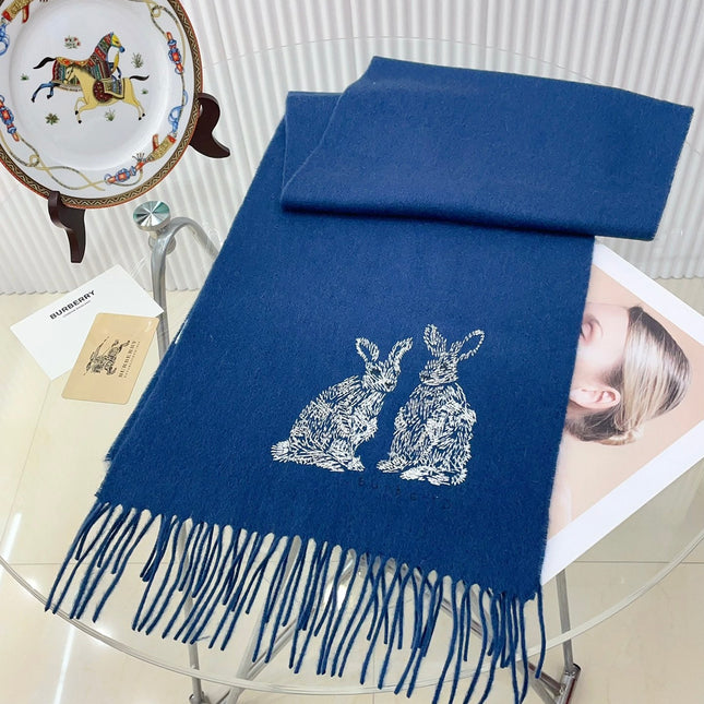 HARE WOOL CASHMERE SCARF 180 CM COBALT BLUE 376428