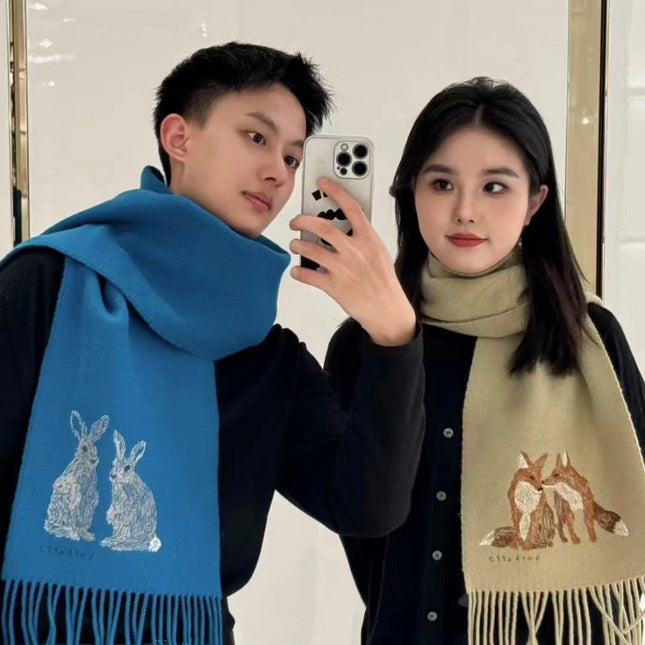 HARE WOOL CASHMERE SCARF 180 CM COBALT BLUE 376428