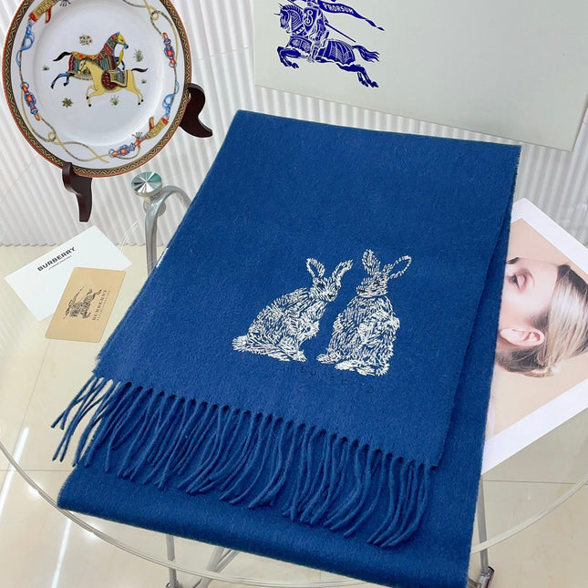 HARE WOOL CASHMERE SCARF 180 CM COBALT BLUE 376428