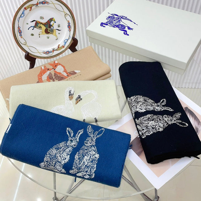 HARE WOOL CASHMERE SCARF 180 CM COBALT BLUE 376428