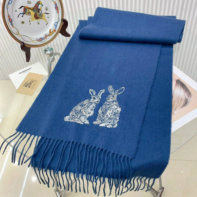 HARE WOOL CASHMERE SCARF 180 CM COBALT BLUE 376428