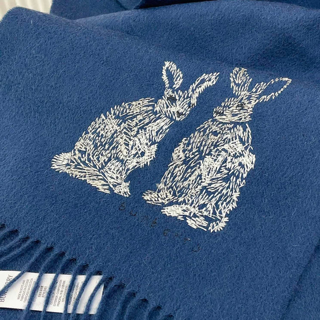 HARE WOOL CASHMERE SCARF 180 CM COBALT BLUE 376428