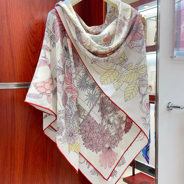 PRECIOUS PARADISE SCARF 135 CM IN COLORFUL CASHMERE AND SILK 379790