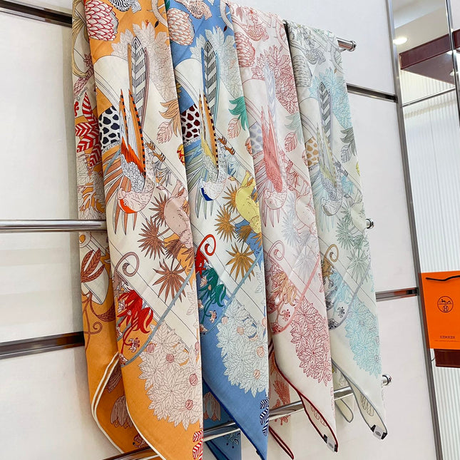 PRECIOUS PARADISE SCARF 135 CM IN COLORFUL CASHMERE AND SILK 379790