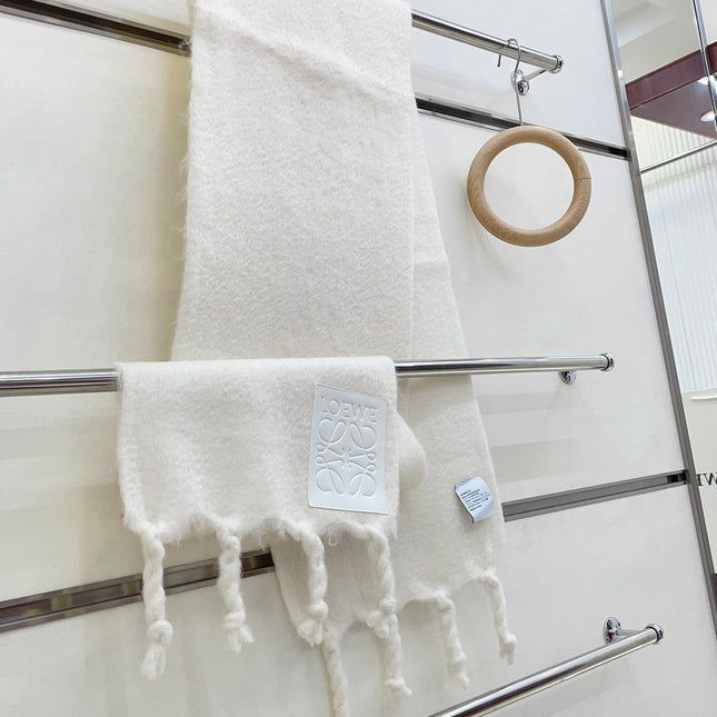 SCARF 200 CM IN WHITE MOHAIR 379799