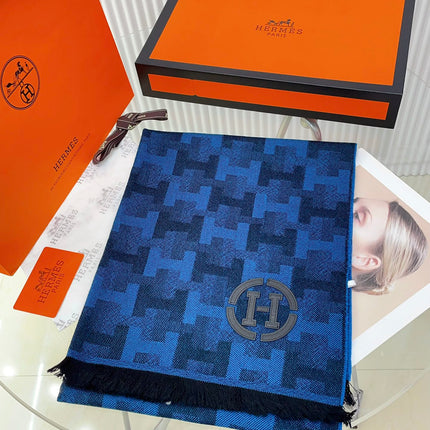 SCARF 200 CM IN COBALT BLUE MONOGRAM CASHMERE