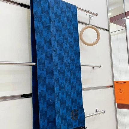SCARF 200 CM IN COBALT BLUE MONOGRAM CASHMERE