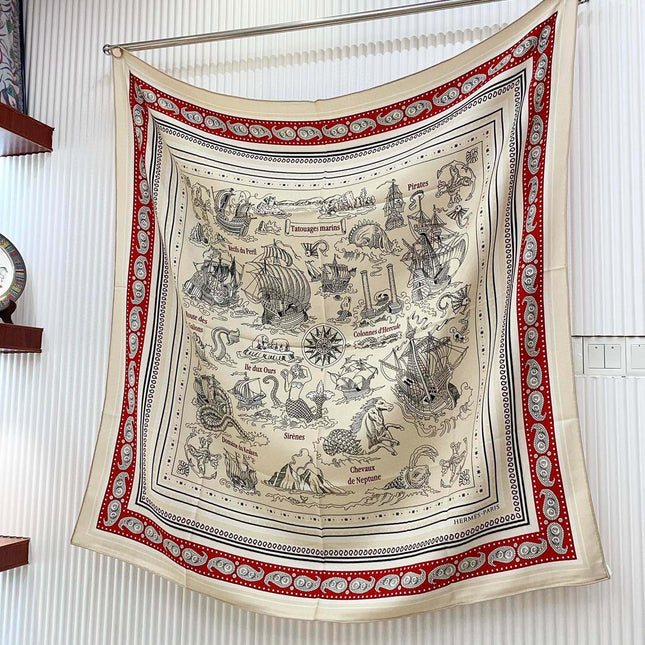 TATOUAGES MARINS BANDANA SHAWL 135 CM COLORFUL 385444
