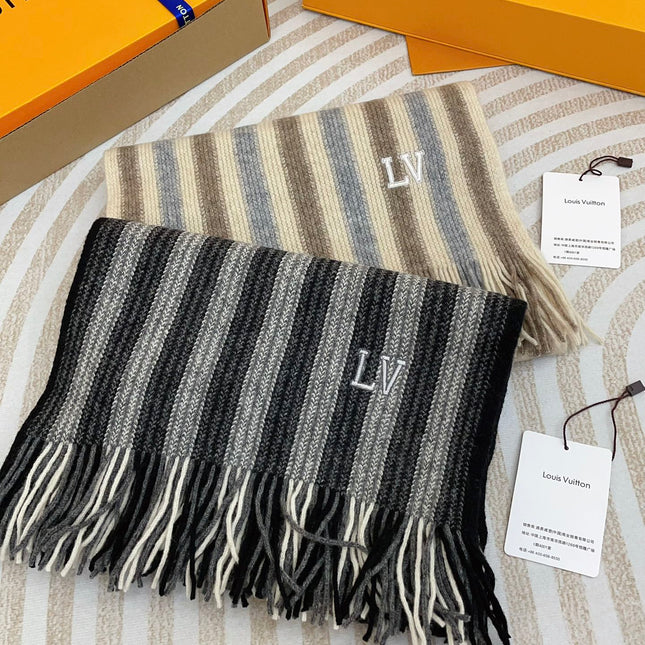 KNITTED SCARF 180 CM IN BLACK MIX GRAY CASHMERE 388179