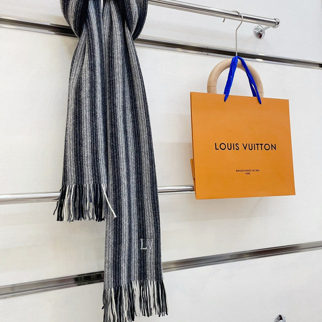 KNITTED SCARF 180 CM IN BLACK MIX GRAY CASHMERE 388179
