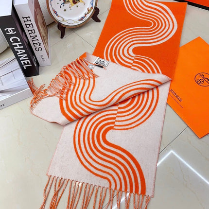 SCARF 180 CM IN FIRE ORANGE MIX WHITE CASHMERE