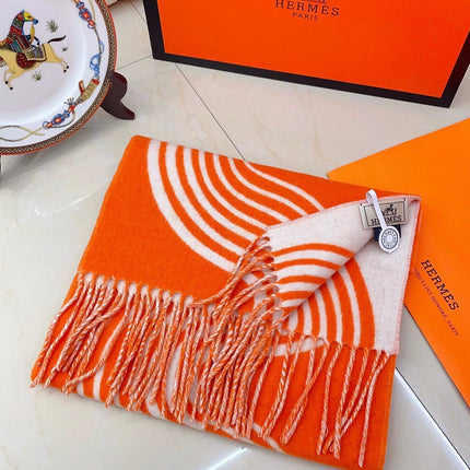SCARF 180 CM IN FIRE ORANGE MIX WHITE CASHMERE