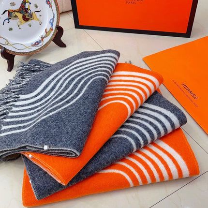 SCARF 180 CM IN FIRE ORANGE MIX WHITE CASHMERE