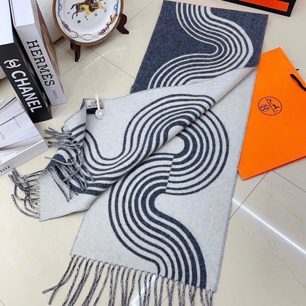 SCARF 180 CM IN SHARK GREY MIX WHITE CASHMERE
