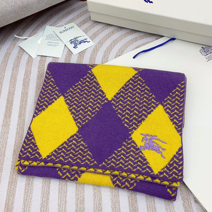 ARGYLE WOOL SCARF 190 CM VIOLET MIX BRIGHT YELLOW 394595