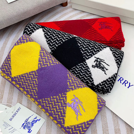 ARGYLE WOOL SCARF 190 CM VIOLET MIX BRIGHT YELLOW 394595