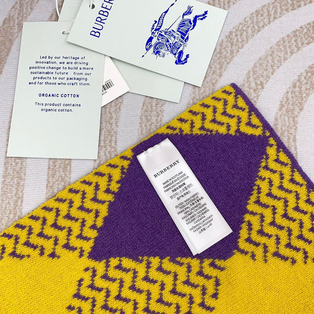 ARGYLE WOOL SCARF 190 CM VIOLET MIX BRIGHT YELLOW 394595