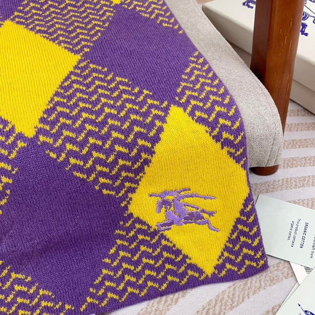 ARGYLE WOOL SCARF 190 CM VIOLET MIX BRIGHT YELLOW 394595