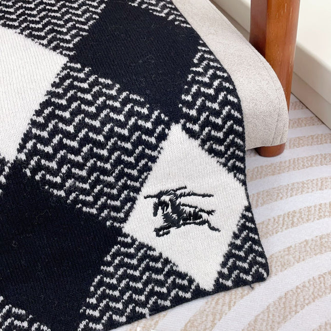 ARGYLE WOOL SCARF 190 CM BLACK MIX WHITE 394596