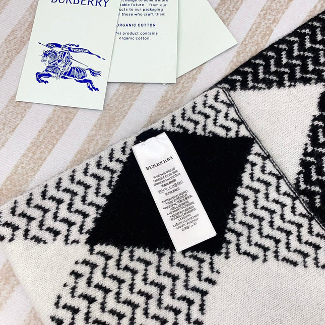 ARGYLE WOOL SCARF 190 CM BLACK MIX WHITE 394596