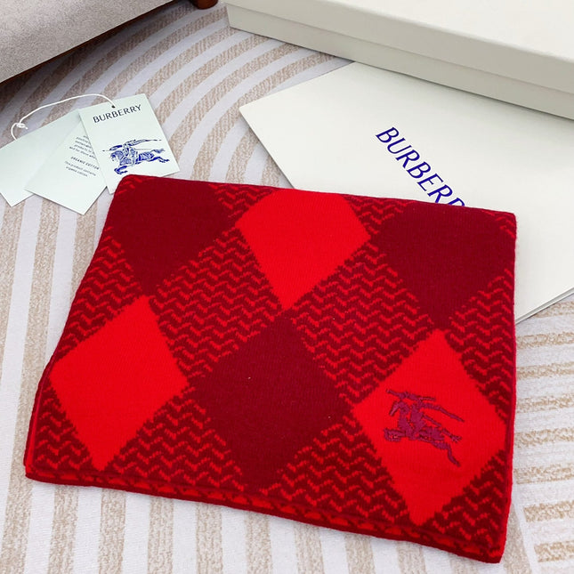 ARGYLE WOOL SCARF 190 CM CHERRY RED 394597