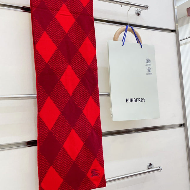ARGYLE WOOL SCARF 190 CM CHERRY RED 394597