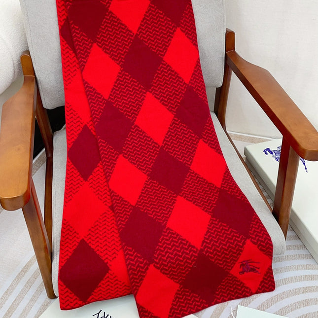 ARGYLE WOOL SCARF 190 CM CHERRY RED 394597