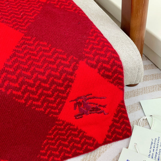 ARGYLE WOOL SCARF 190 CM CHERRY RED 394597