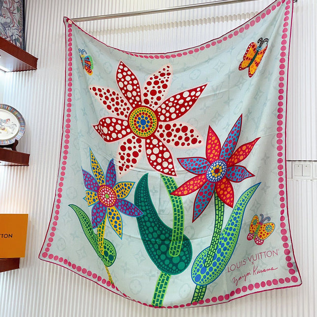 WISHUST SCARF 140 CM IN COLORFUL CASHMERE AND SILK 396237