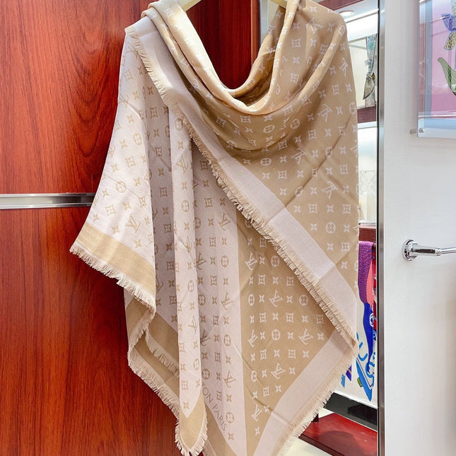 DUOGRAM SCARF 140 CM IN PINK BEIGE SILK 396238