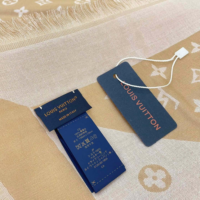 DUOGRAM SCARF 140 CM IN PINK BEIGE SILK 396238