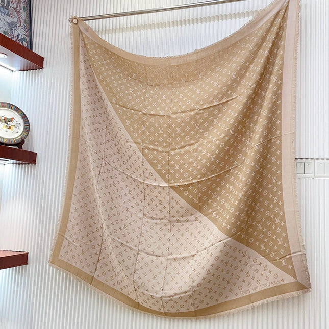 DUOGRAM SCARF 140 CM IN PINK BEIGE SILK 396238