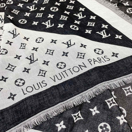 DUOGRAM SCARF 140 CM IN WHITE MIX BLACK SILK 396239