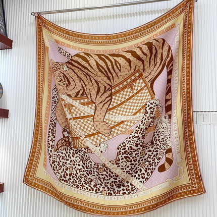 FELINE DUO 140 CM SQUARE SILK SCARF COLORFUL 398281