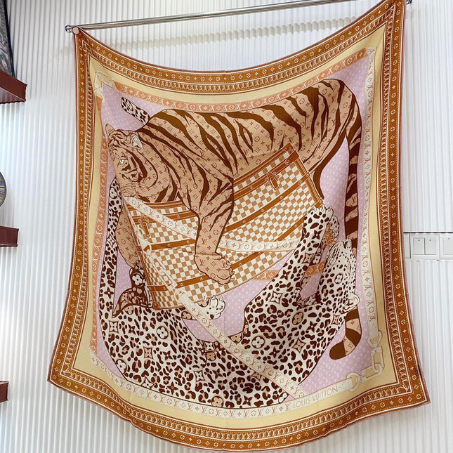 FELINE DUO 140 CM SQUARE SILK SCARF COLORFUL 398281