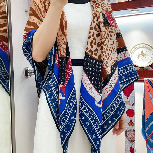 FELINE DUO 140 CM SQUARE SILK SCARF COLORFUL 398282