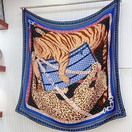 FELINE DUO 140 CM SQUARE SILK SCARF COLORFUL 398282