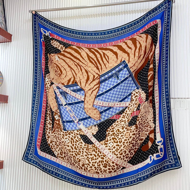 FELINE DUO 140 CM SQUARE SILK SCARF COLORFUL 398282