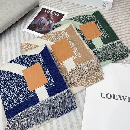 ANAGRAM SCARF 140 CM IN NAVY BLUE WOOL 410215