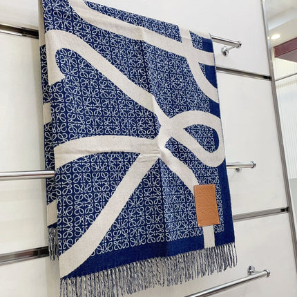 ANAGRAM SCARF 140 CM IN NAVY BLUE WOOL 410215