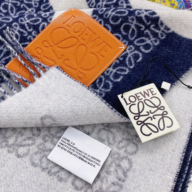 ANAGRAM SCARF 140 CM IN NAVY BLUE WOOL 410215