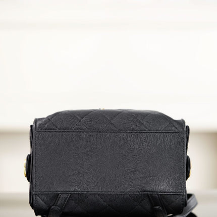 CHANEL 25S GRABRIELLE 23 CM IN BLACK LAMBSKIN WITH GOLD HARDWARE