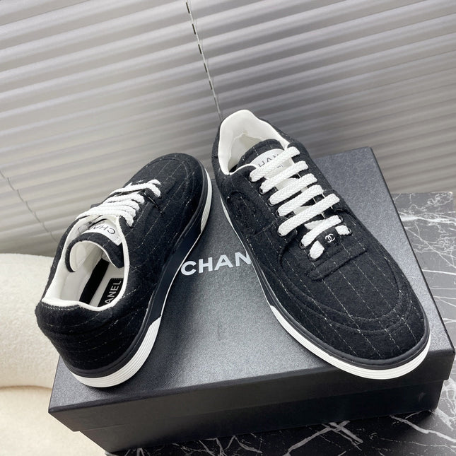 TRAINER SHOES IN BLACK WOOL FABRIC