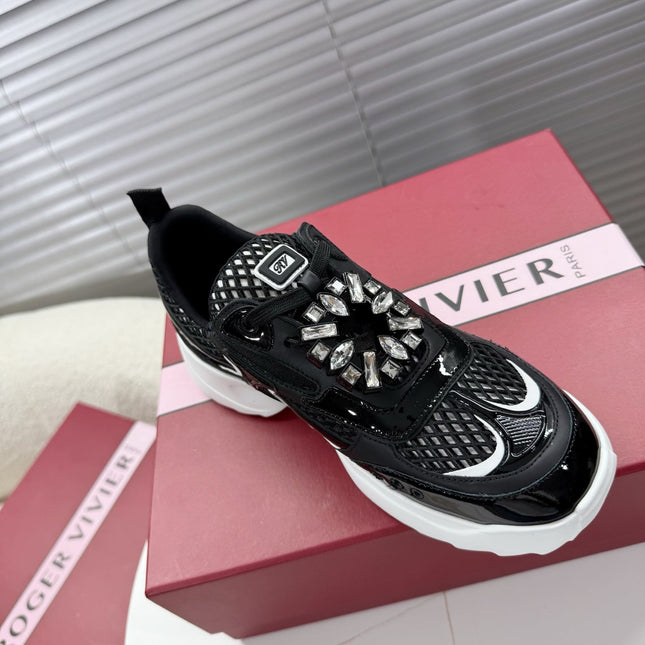 VIV' ON THE RUN SNEAKERS IN BLACK PATENT CALFSKIN AND FABRIC