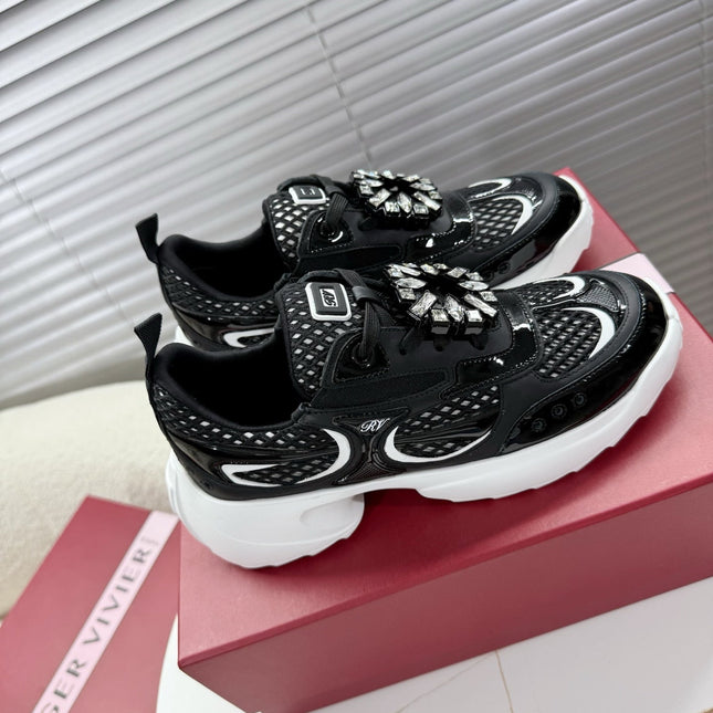 VIV' ON THE RUN SNEAKERS IN BLACK PATENT CALFSKIN AND FABRIC