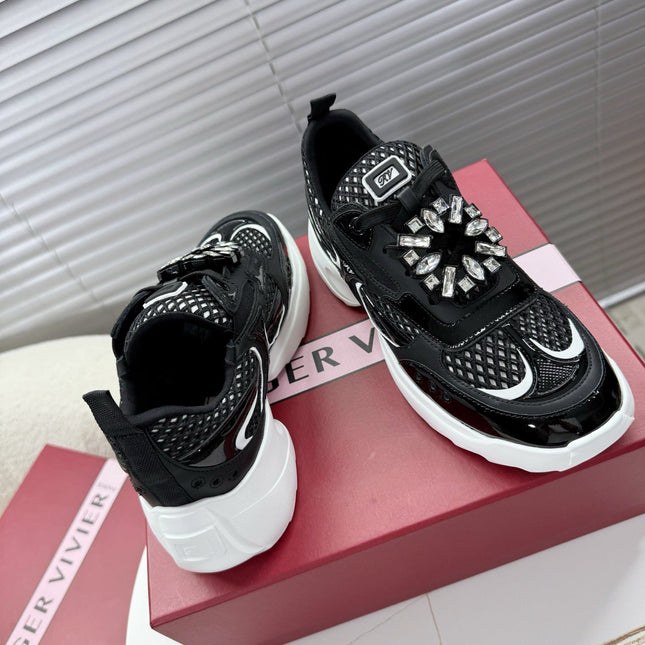 VIV' ON THE RUN SNEAKERS IN BLACK PATENT CALFSKIN AND FABRIC