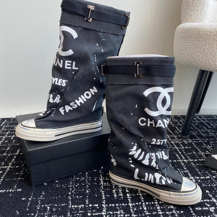 HIGH BOOTS IN BLACK CANVAS