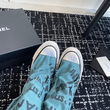 HIGH BOOTS IN SAPPHIRE BLUE CANVAS