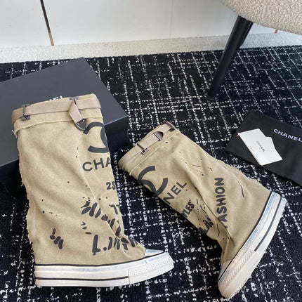 HIGH BOOTS IN TORTILLA BROWN CANVAS